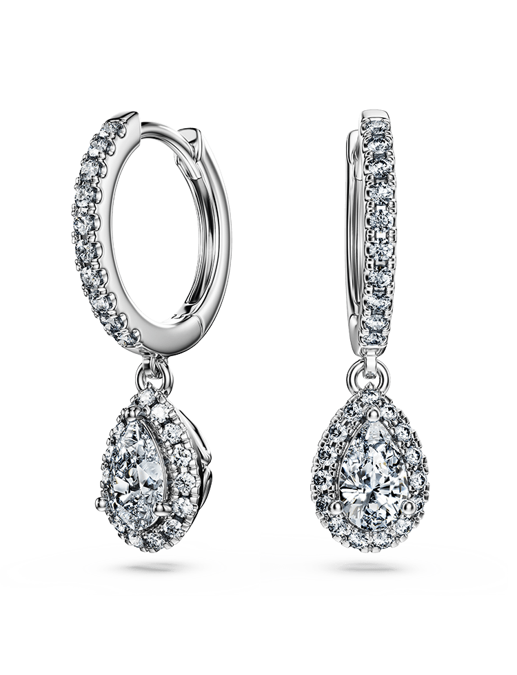 Eternity drop earrings, Laboratory grown diamonds 1.25 ct tw, 14K white gold