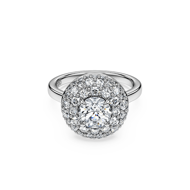 Eternity halo solitaire ring, Laboratory grown diamonds 2 ct tw, 14K white gold