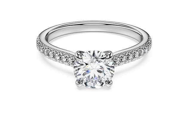 Eternity solitaire ring Lab-grown diamonds 1.2 ct tw, Round cut, 14K white gold