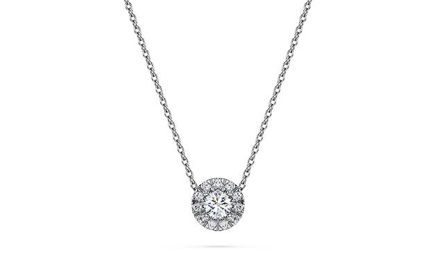 Eternity halo solitaire pendant Lab-grown diamonds 0.23 ct tw, Round cut, Sterling silver