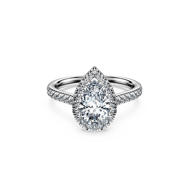 Eternity halo solitaire ring, Lab-grown diamonds 1.3 ct tw, Mixed cuts, 14K white gold