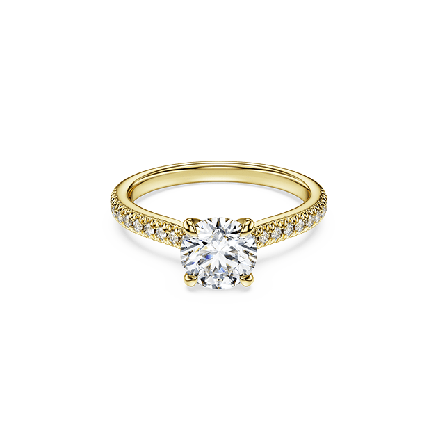 Eternity solitaire ring, Lab-grown diamonds 1.2 ct tw, Round cut, 14K yellow gold