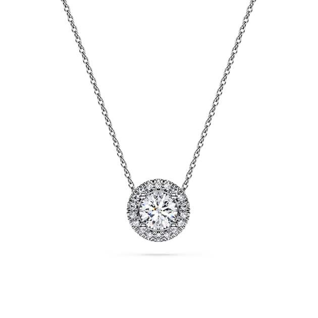 Eternity halo solitaire pendant, Lab-grown diamonds 0.23 ct tw, Round cut, Sterling silver