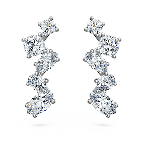 Galaxy ear cuffs, Lab-grown diamonds 1.25 ct tw, Mixed cuts, 14K white gold