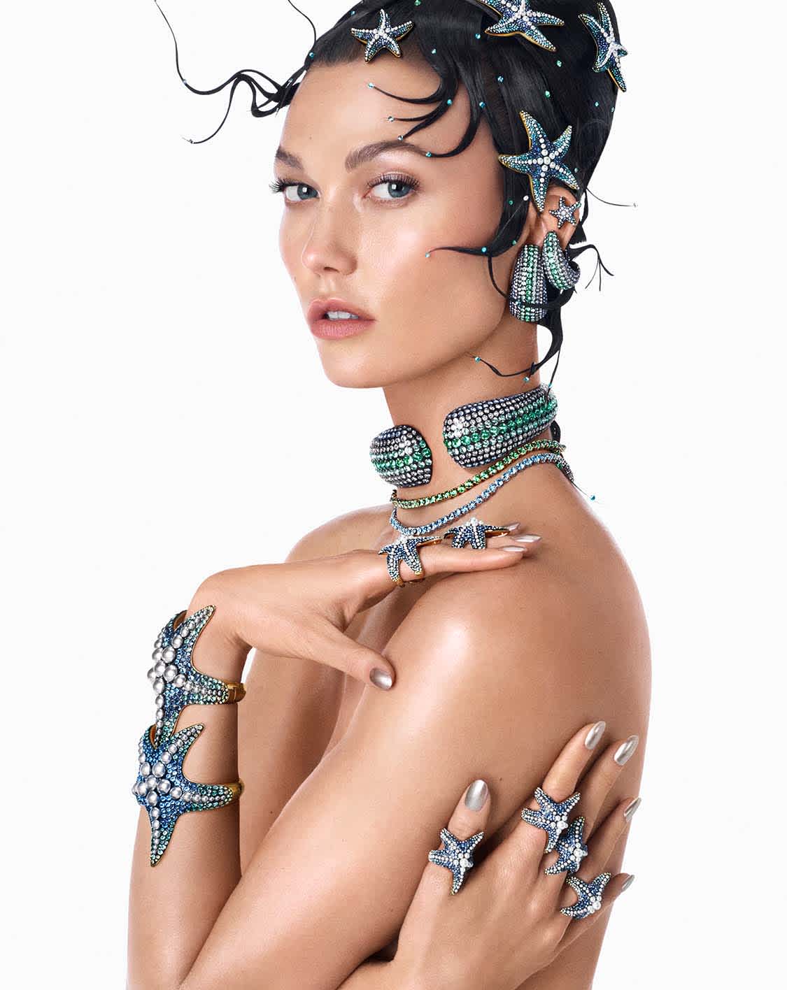 Karlie Kloss glows in Swarovski Idyllia jewelry