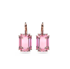 Millenia drop earrings, Octagon cut, Pink, Rose gold-tone plated