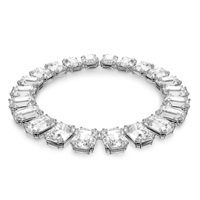 Millenia necklace, Oversized crystals, Octagon cut, White, Rhodium plated