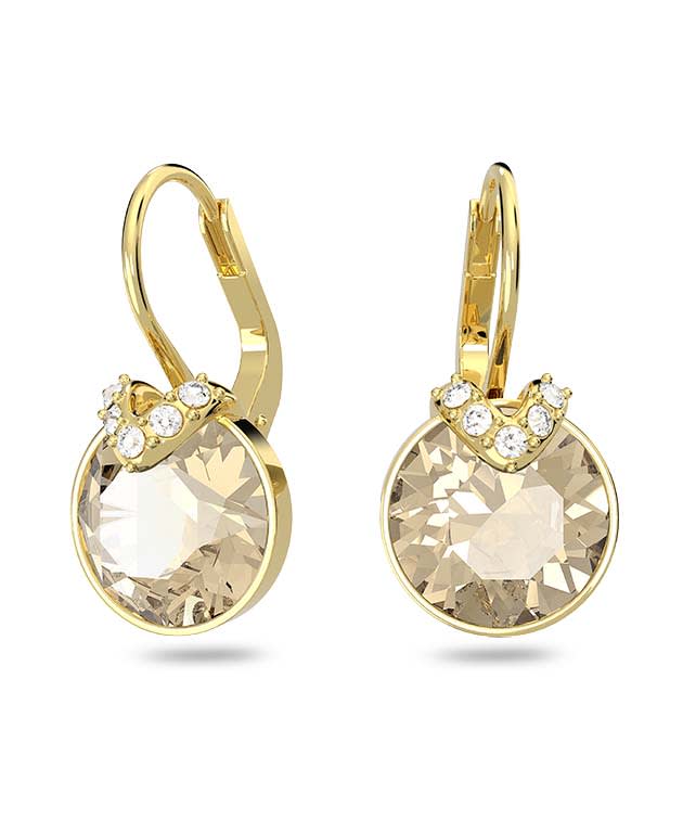 Bella V drop earrings, Round cut, Gold tone, Rose gold-tone plated
