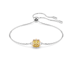 Birthstone bracelet, Square cut, November, Yellow, Rhodium plated