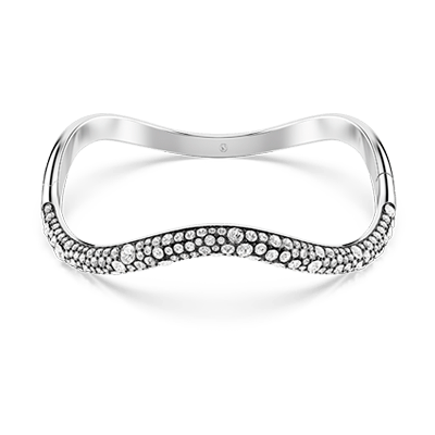Sublima bangle, Round cut, White, Rhodium plated