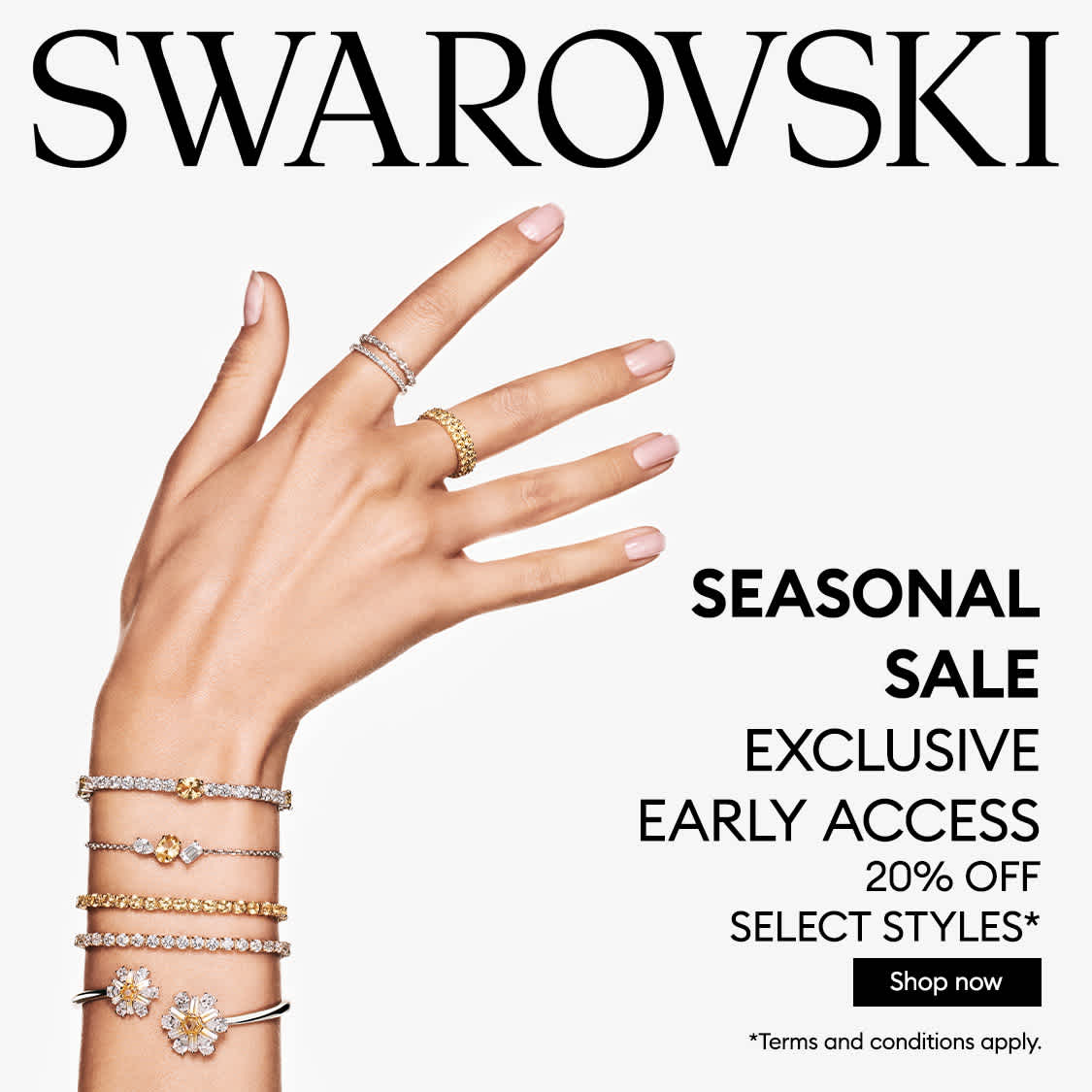 Hand model with stacked bracelets