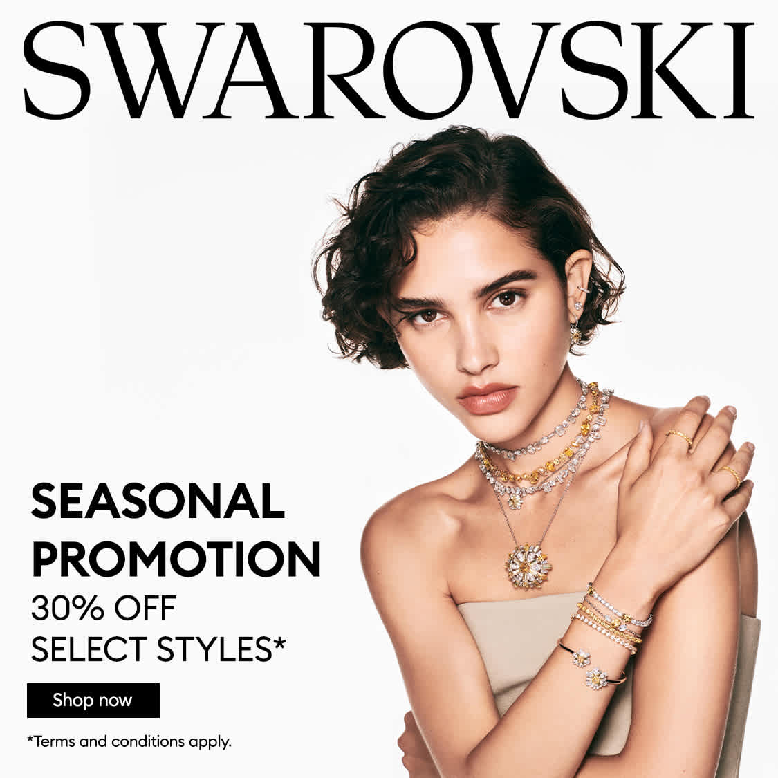 Model wearing select jewellery on sale