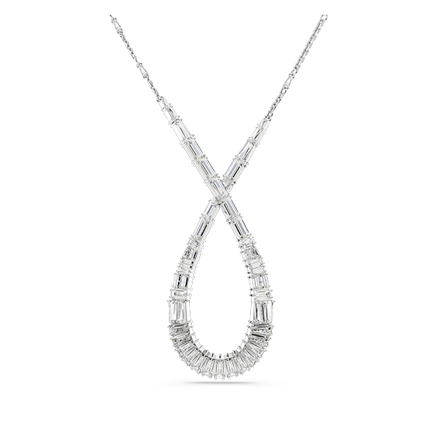Hyperbola pendant, Mixed cuts, Infinity, White, Rhodium plated