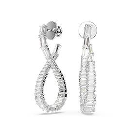 Hyperbola drop earrings, Infinity, White, Rhodium plated