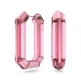 Lucent hoop earrings, Statement, Octagon shape, Pink