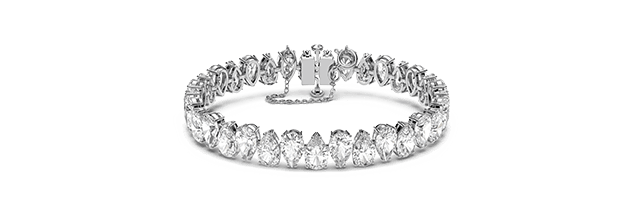 Matrix Tennis bracelet, Pear cut, White, Rhodium plated