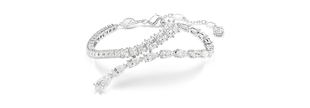 Matrix bracelet, Mixed cuts, White, Rhodium plated
