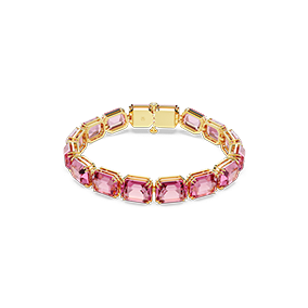 Millenia Tennis bracelet, Octagon cut, Pink, Gold-tone plated