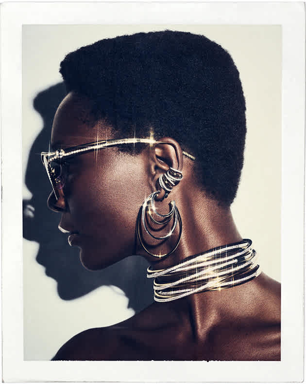 Model wearing Hyperbola jewelry