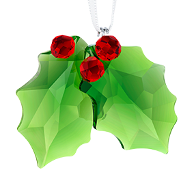 Green and red holly ornament