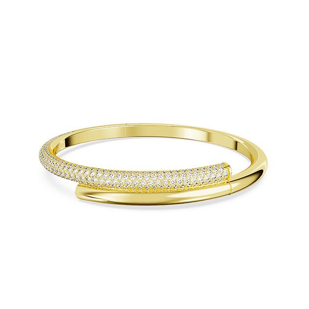 Dextera bangle, Magnetic closure, White, Gold-tone plated