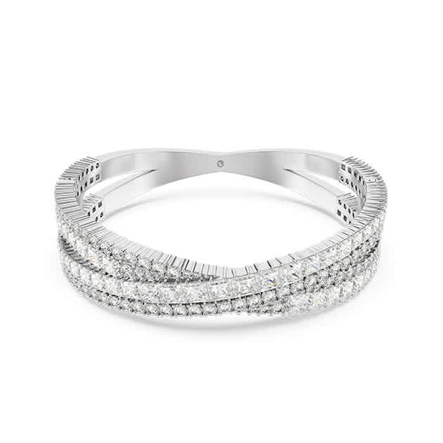 Hyperbola cuff, Mixed cuts, Infinity, White, Rhodium plated