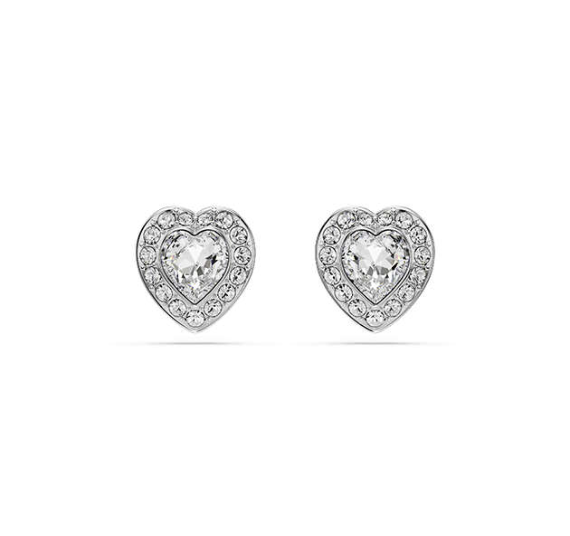 Ariana Grande x Swarovski stud earrings, Mixed cuts, Heart, White, Rhodium plated