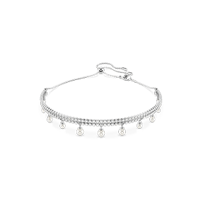 Ariana Grande x Swarovski choker, Crystal pearl, Round cut, White, Rhodium plated
