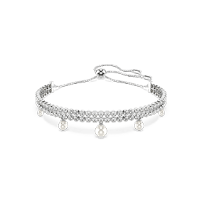 Ariana Grande x Swarovski bracelet, Crystal pearl, Round cut, White, Rhodium plated