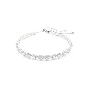 Ariana Grande x Swarovski Tennis choker, Mixed cuts, Heart, White, Rhodium plated