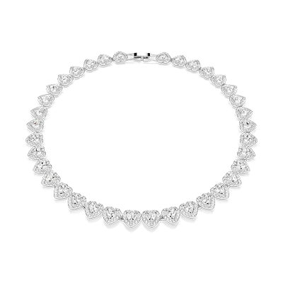 Ariana Grande x Swarovski Tennis necklace, Mixed cuts, Heart, White, Rhodium plated