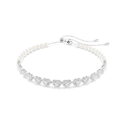 Ariana Grande x Swarovski Tennis choker, Mixed cuts, Heart, White, Rhodium plated