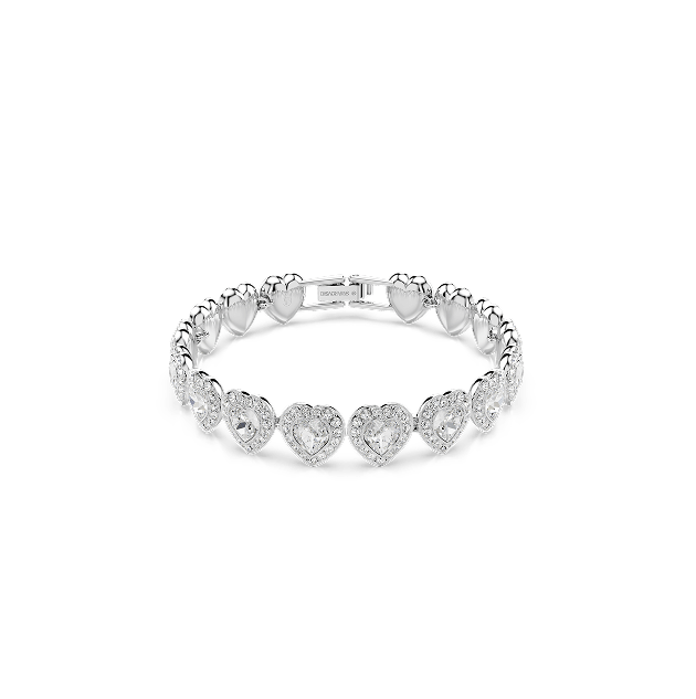 Ariana Grande x Swarovski Tennis bracelet, Mixed cuts, Heart, White, Rhodium plated