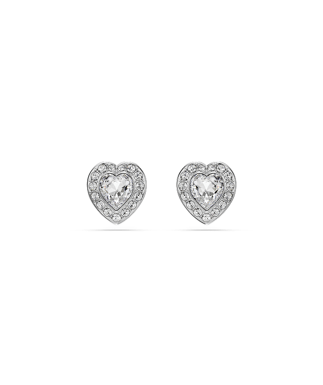 Ariana Grande x Swarovski stud earrings, Mixed cuts, Heart, White, Rhodium plated