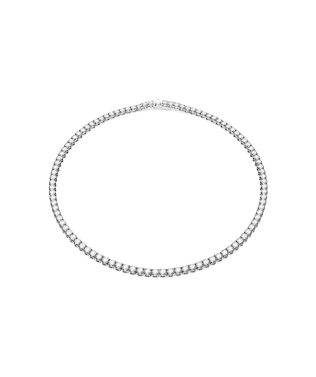 Matrix Tennis necklace, Round cut, White, Rhodium plated