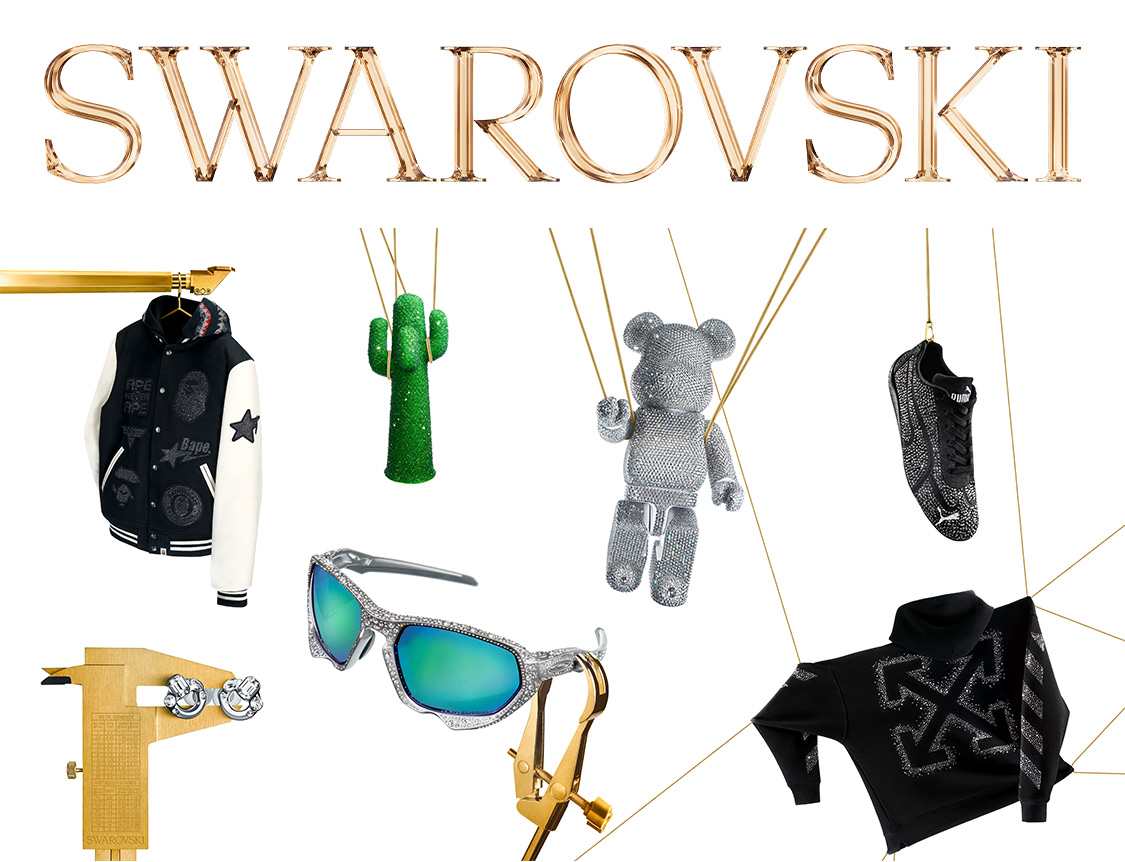 Produkty Swarovski Creators Lab přehledně vystavené