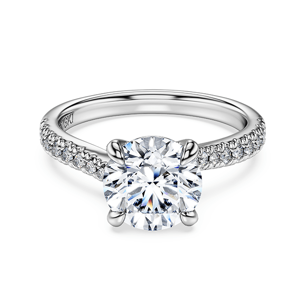Eternity solitaire ring, Lab-grown diamonds 2.25 ct tw, Round cut, 14K white gold