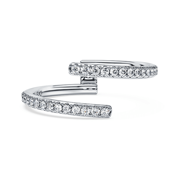 Eternity open band ring, Lab-grown diamonds 0.2 ct tw, Round cut, 14K white gold