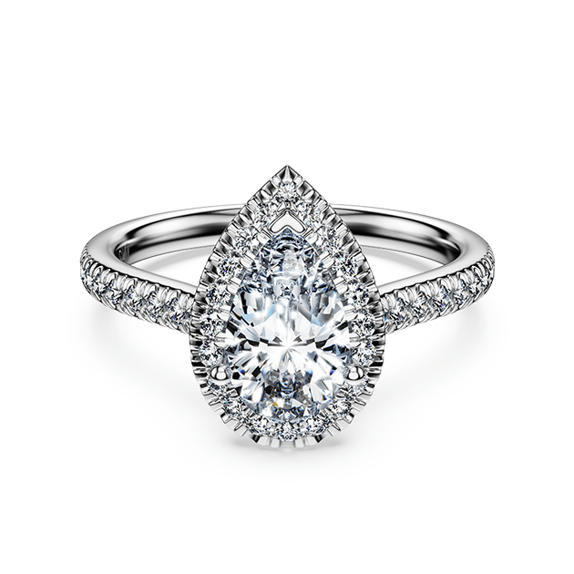 Eternity halo solitaire ring, Lab-grown diamonds 1.3 ct tw, Mixed cuts, 14K white gold