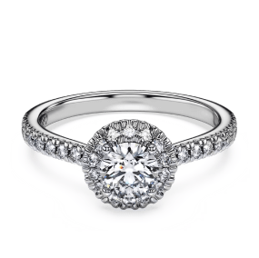 Eternity halo solitaire ring, Lab-grown diamonds 0.8 ct tw, Round cut, 14K white gold