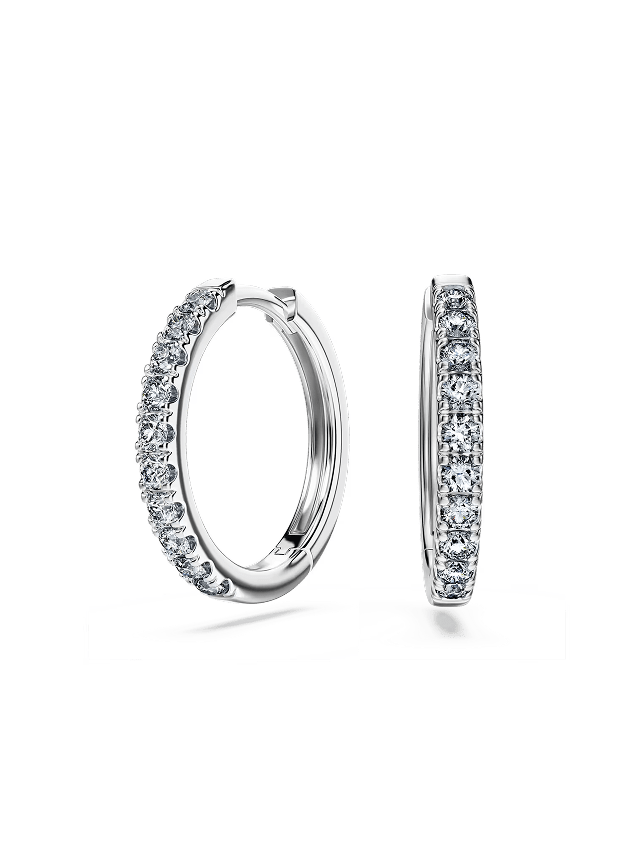 Eternity hoop earrings, Lab-grown diamonds 0.56 ct tw, Round shape, Sterling silver