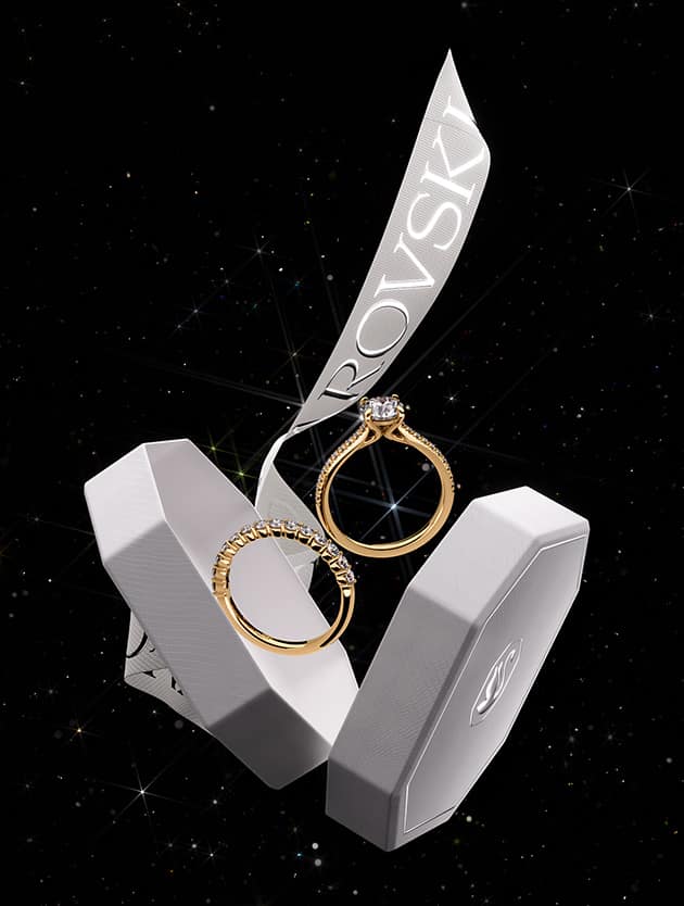 Swarovski Created Diamonds rings with gift box and ribbon