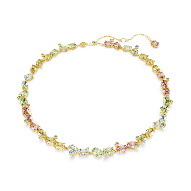 Gema Tennis necklace, Mixed cuts, Multicoloured, Gold-tone plated