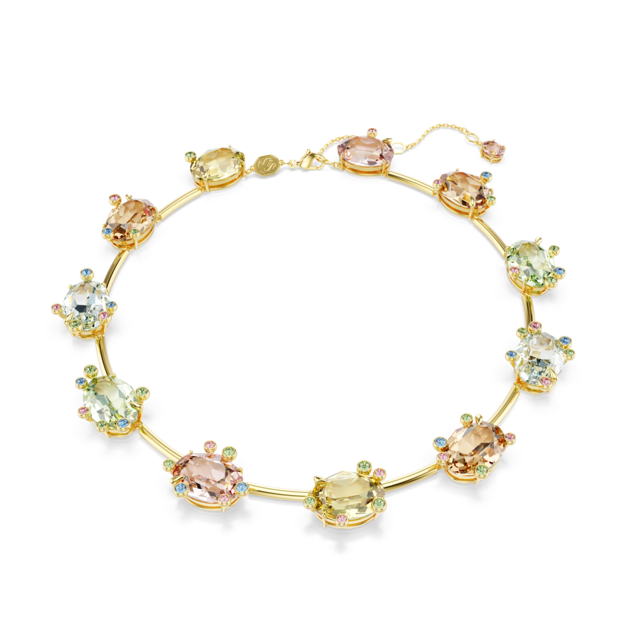 Gema necklace, Mixed cuts, Multicoloured, Gold-tone plated