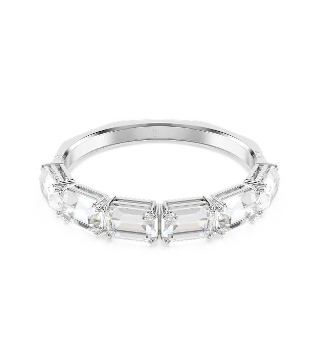 Bransoletka typu bangle Millenia, Szlif ośmiokątny, Biała, Powłoka z rodu