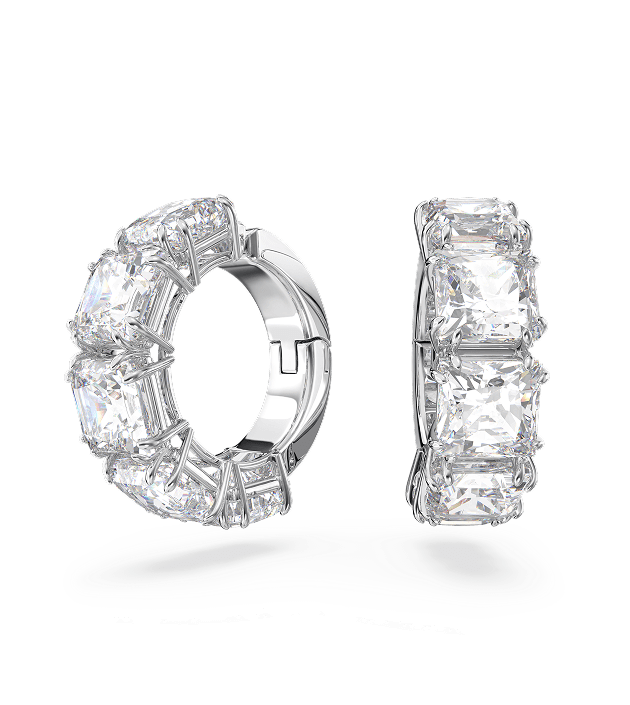 Klipsy Matrix, Szlif kwadratowy, Białe, Powłoka z rodu