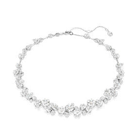 Náhrdelník Constella, kulatý výbrus, bílá, pokoveno rhodiem