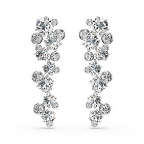 Visací náušnice Constella, různé výbrusy, bílá, pokoveno rhodiem