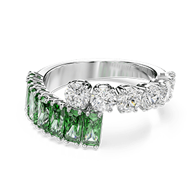 Pierścionek Matrix, Szlify różnorodne, Zielony, Powłoka z rodu