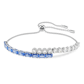 Bransoletka Matrix Tennis, Szlify różnorodne, Niebieska, Powłoka z rodu